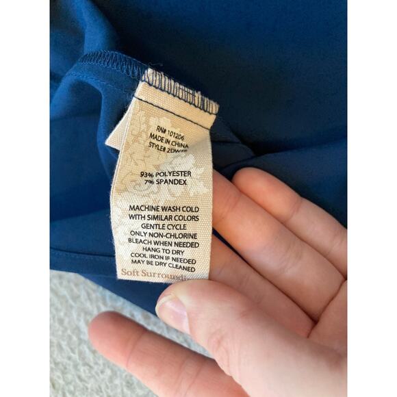 NWT Soft Surroundings Top Large Boxy Oversized Stretch Blue Career Modern Blouse - Picture 6 of 12